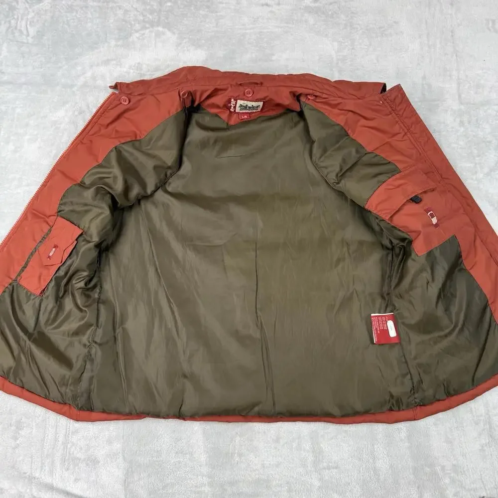 Levi’s Orange Puffer Vest Men Size L Vintage Style Full Zip Quilted Outdoor Y2K